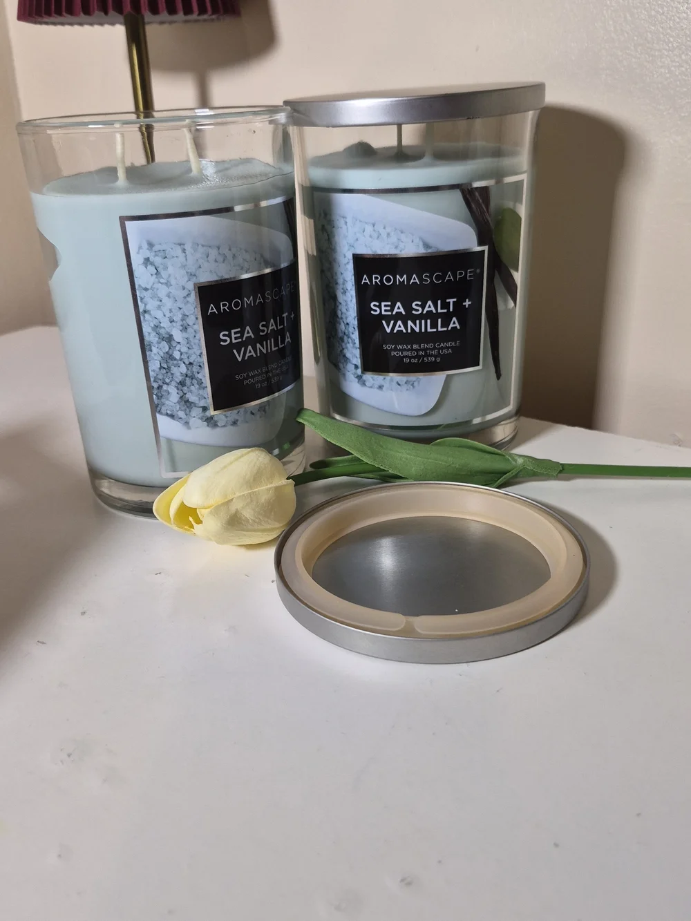 Sea Salt + Vanilla Blue Glass Jar Candle